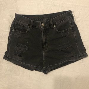 American Eagle Black Distressed Mom Shorts